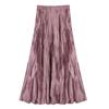 DX~~Nuova gonna a pieghe allungata, gonna lunga alla moda a vita alta da donna, fluida e drappeggiata, orlo oversize