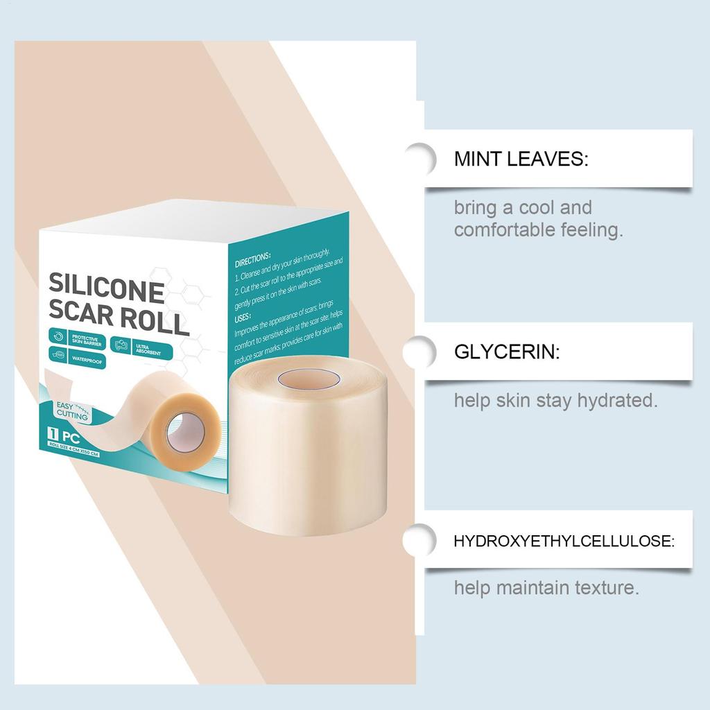 Silicone Scar Sheets 4x150cm Hydrocolloid Bandages Roll Self Adhesive Wound Dressing for Burns Blisters Skin Care Recovery