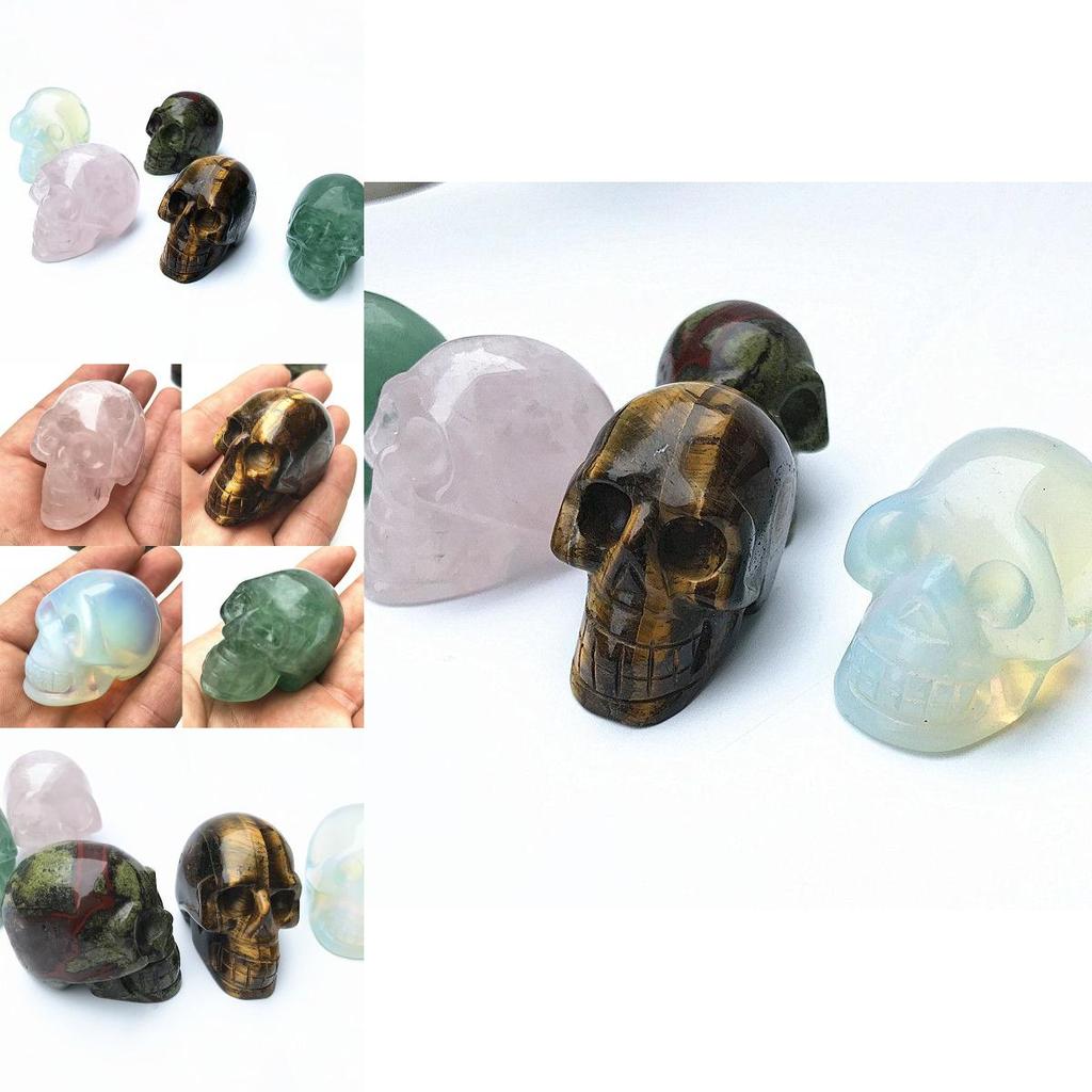 Naturalny Kwarc 5cm Kryształowa Czaszka Rzeźbiona Czaszka Reiki Uzdrowienie Dekoracja Rzeźba