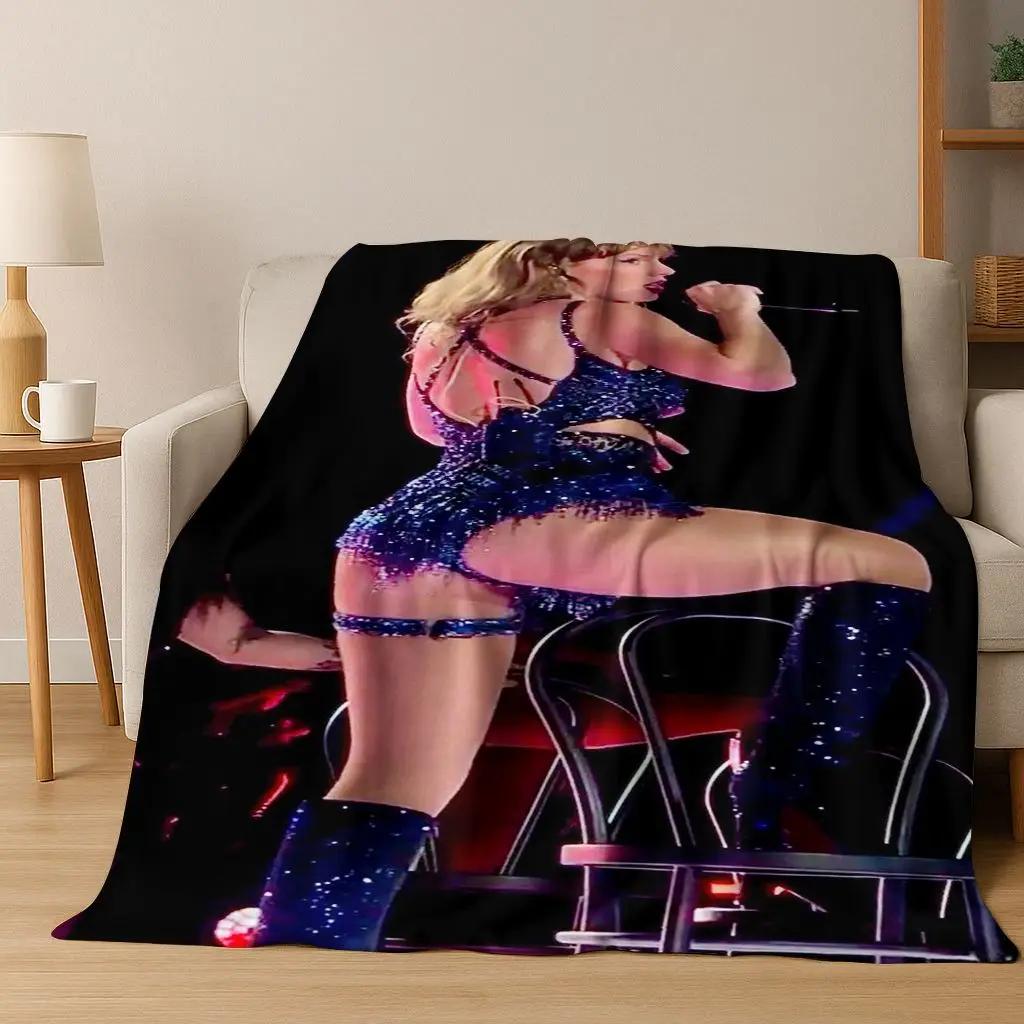 Fashion T-Taylor T-Swizzle Singer Star Flannel Blanket Soft Warm Throw Blanket for Bed Bedroom Living Room Travel Picnic Gift