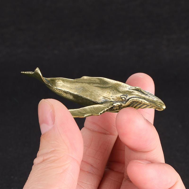 New Solid Brass Whale Figurines Vintage Sea Animal Small Statue Desktop Ornaments Office Decorations Crafts Accessories