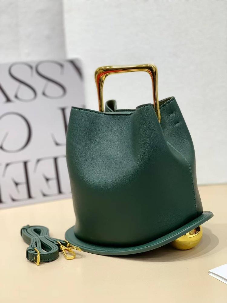 Stylish Irregular Bucket Tote Bag For Women High-end Metal Handle PU Leather Shoulder Crossbody Bags Female Wedding Purse Clutch