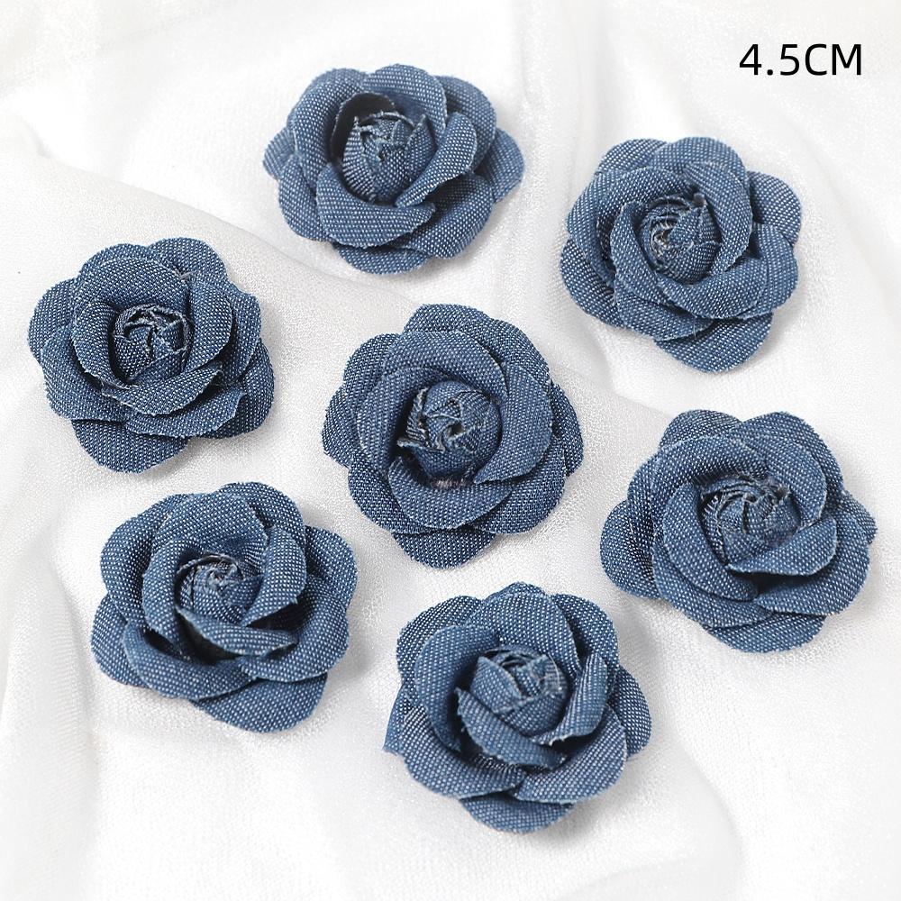 3/5PCS Blue Artificial Flowers Heads Fake Flowers Wedding Decoration Bride DIY Clothes Headwear Accessory Craft Gifts Ornament