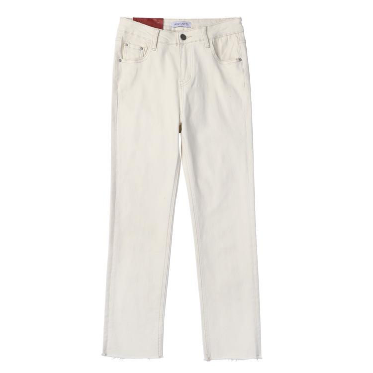 

Women s Off-white High Waist Ripped Slimming Straight Leg Jeans for Spring Summer 28