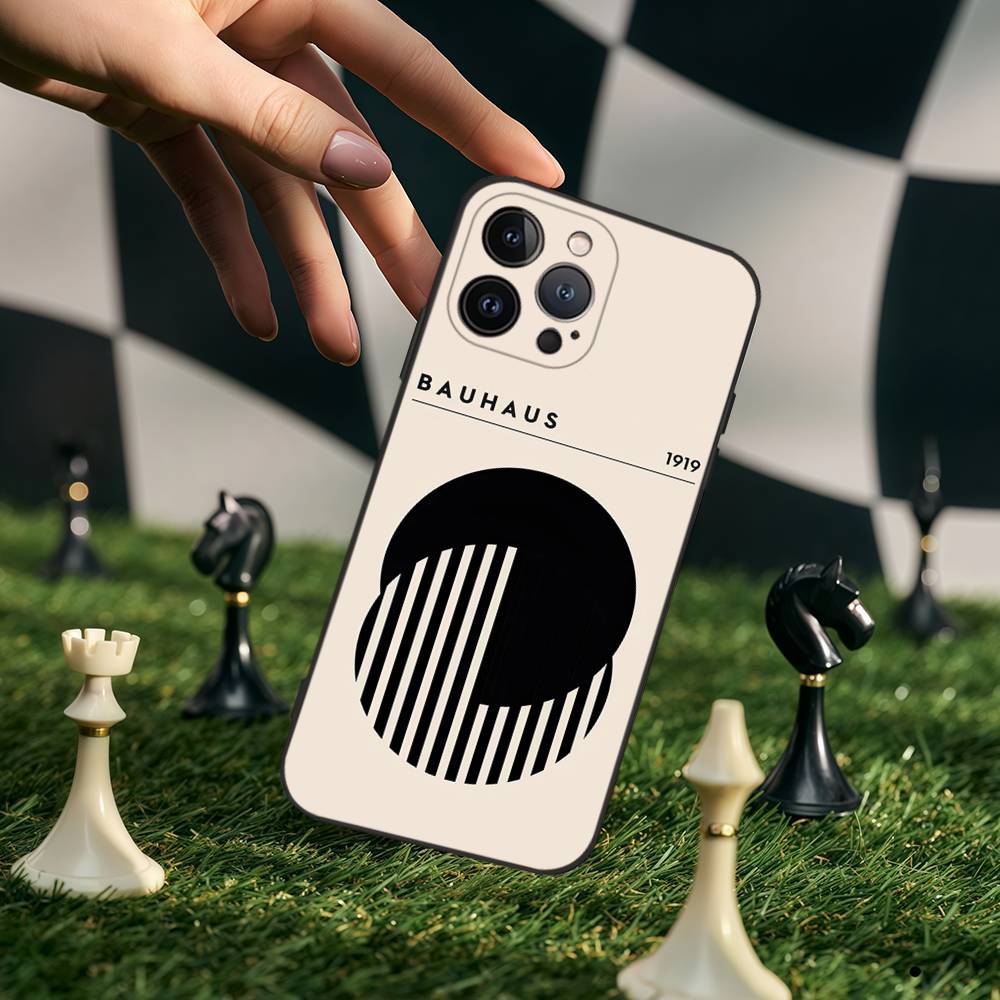 Geometric Bauhaus Art Silicone Anime Black Case For Iphone 17 Air 16 15 14 13 12 11 Pro Max Plus Basic