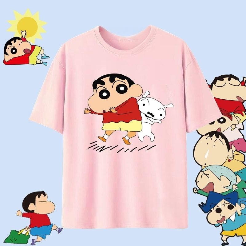 Crayon Shin Chan Shinnosuke Shiro Hug Print T Shirt Women Oversized Cute Cartoon Short Sleeve Casual Tee Top