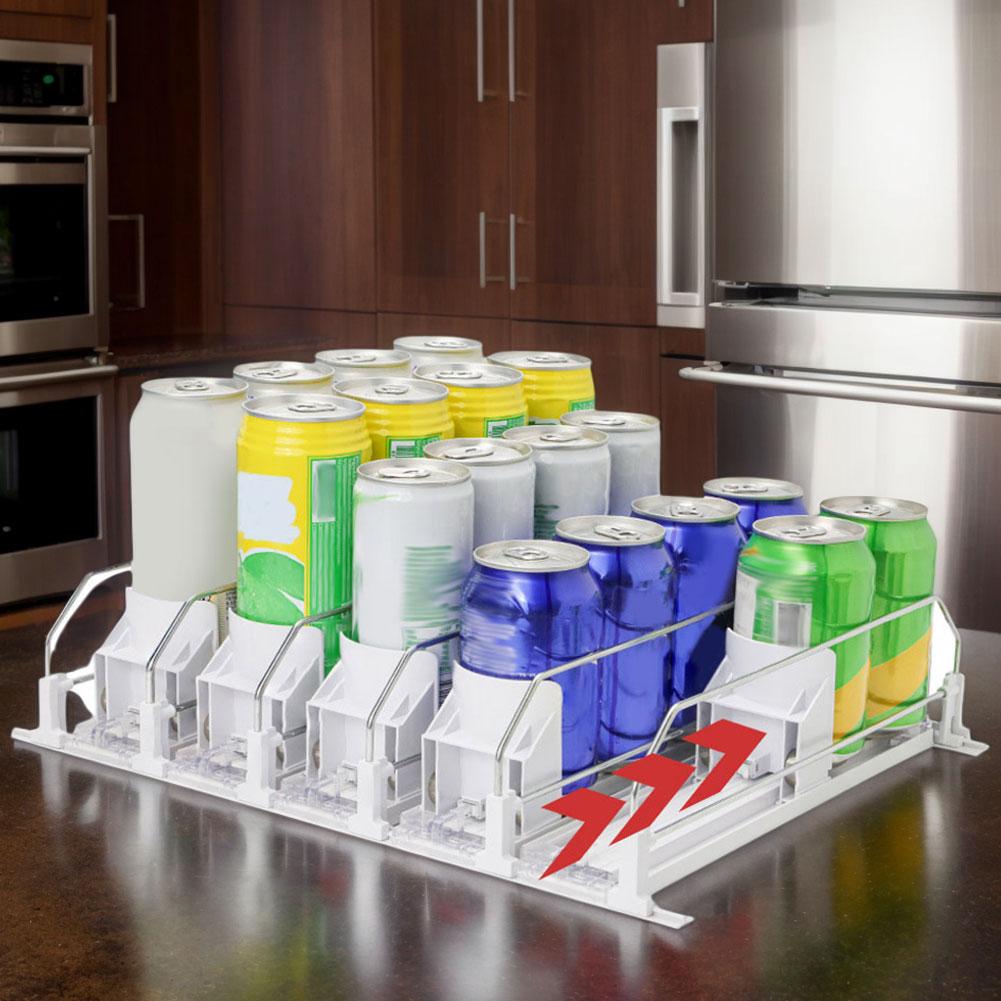 Soda Can Dispenser Automatic Pusher Glide Beer Bottle Beverage Organizer Drink Holder Self-Pushing for Refrigerator