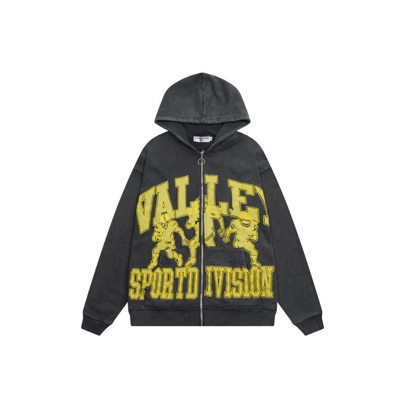 High Street Style Embroidered Rhinestone Hooded Sweatshirt Teenagers