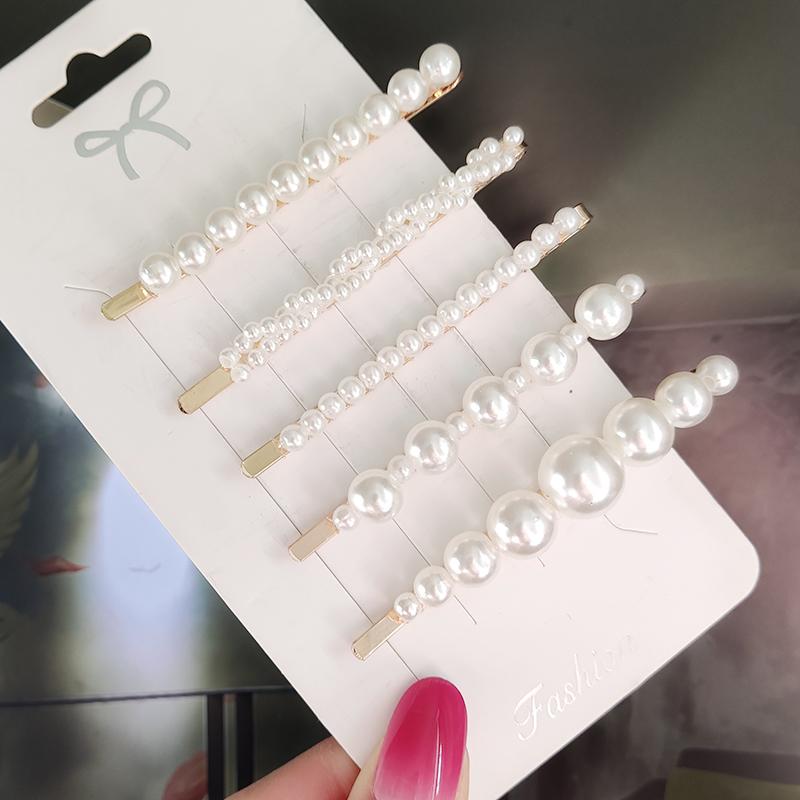 Pearl Hair Clip For Women Korean 3/4pcs Geometric Hairpins Set Hair Berrettes Girl Hairgrip Side Clip Hair Accessories