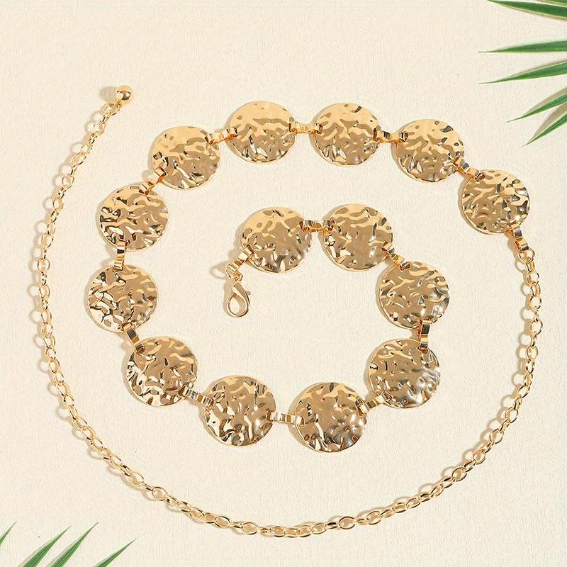 Elegant Ladies Metal Waist Gold Chain Belt Round Irregular Body Chain Sexy Accessory Beho Adjustable Belts For Women Punk