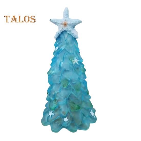 

12/15/20 см украшение на рождественскую елку из морского стекла, сине-зеленая морская звезда, ракушка, морская тематическая фигурка на рождественскую елку, праздничная смоляная елка, настольное украшение 20cm небесно-голубой