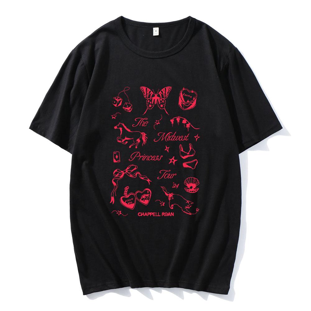 

The Midwest Princess Tour 2025 Graphic T-shirt Singer Chappell Roan Tee-shirt Cartoon Print Tshirts Harajuku Cotton Soft Tees 5XL різнокольоровий