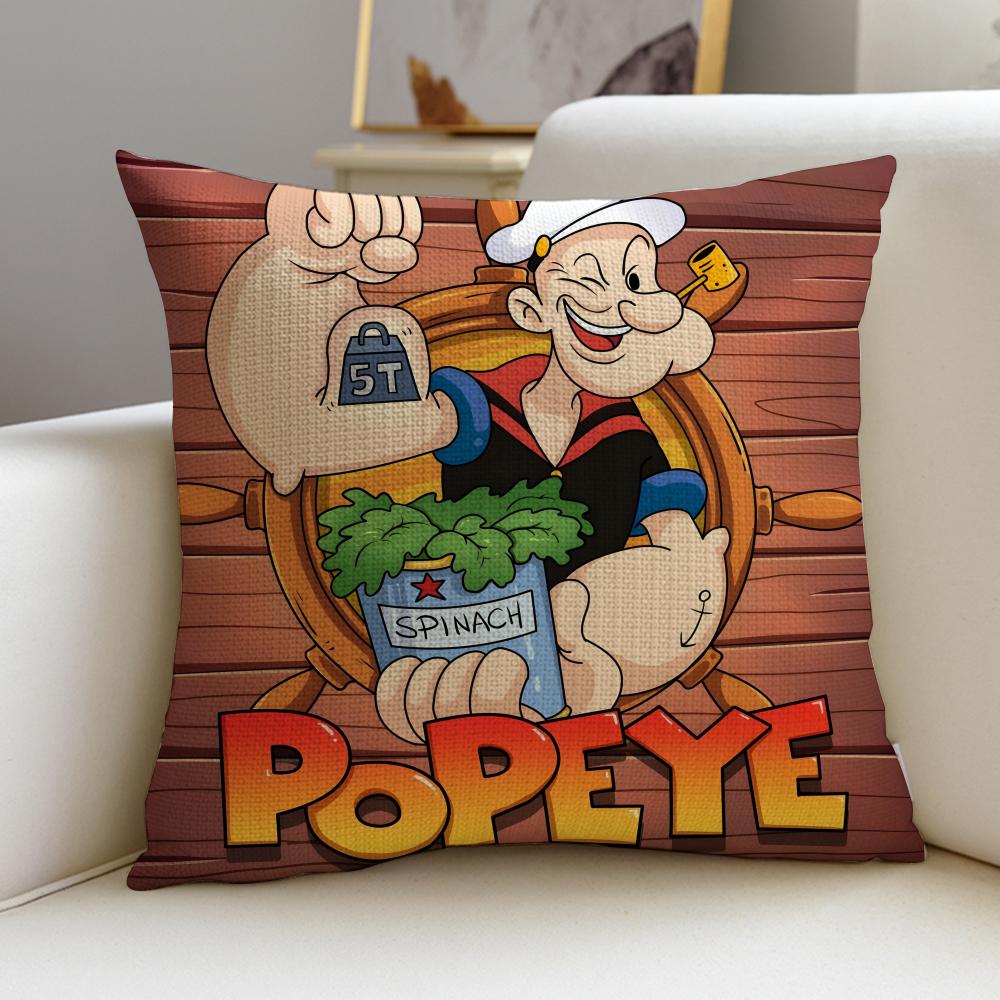 

Classic Popeye the SailorS Cushion Cover Breathable and skinfriendly linen pillowcase square removable and washable cushion 30X30cm