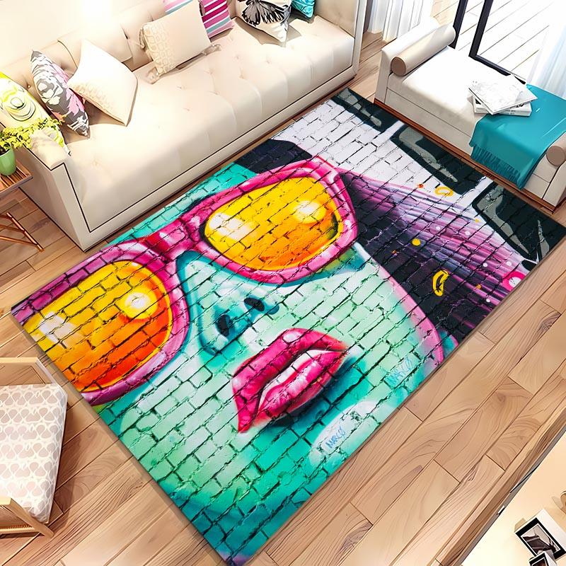 Colourful Graffiti 3D Printing Area Carpets for Home Living Room Kids Bedroom Sofa Doormat Kitchen Floor Rugs Anti-slip Decor