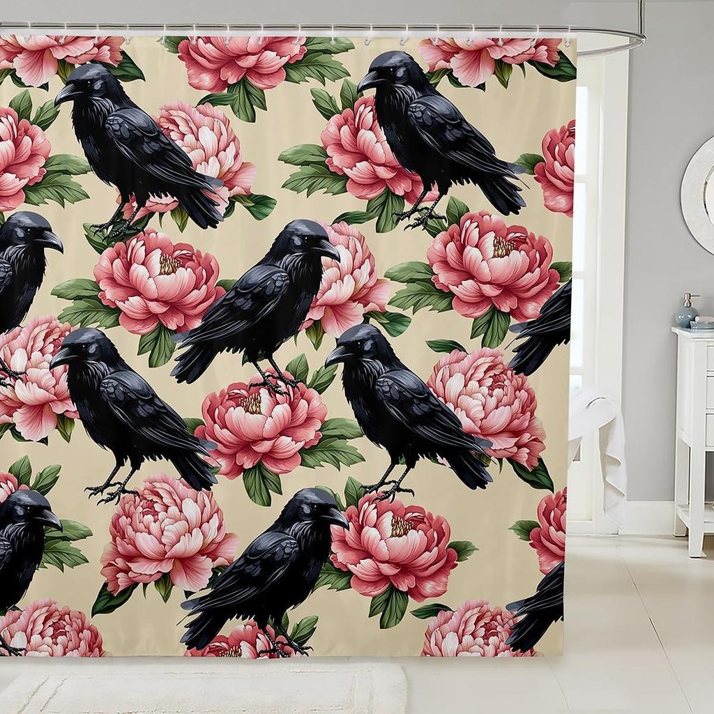 Black Cat Shower Curtain Pet Cats Bathroom Accessories Kitten Cute Halloween Gothic Kids Girls Boys White Black Waterproof Bath