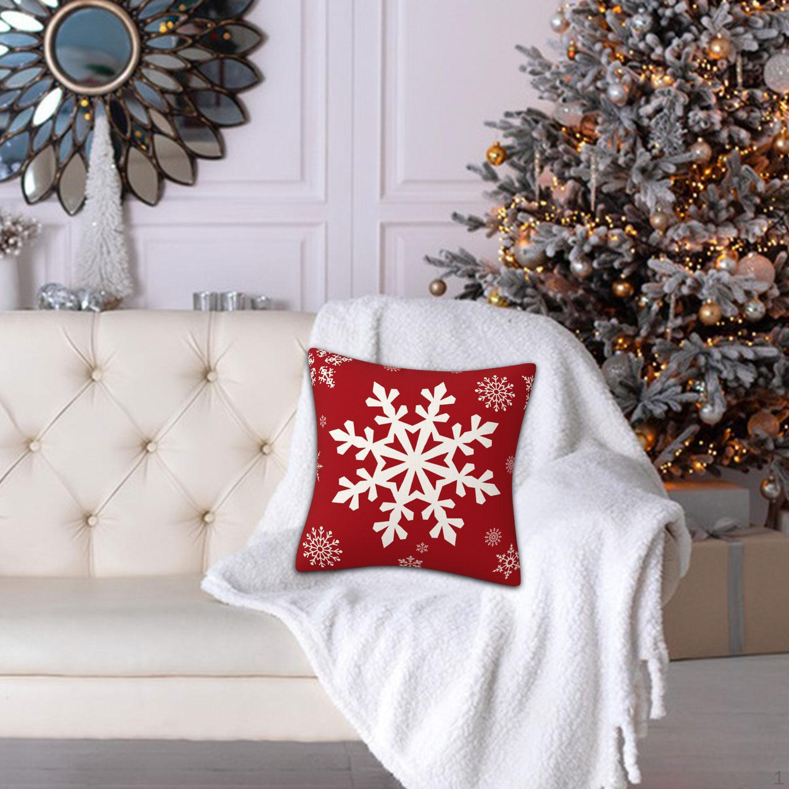 Чехол на рождественскую подушку 18x18 дюймов для праздничного декора спальни Red Snowflake