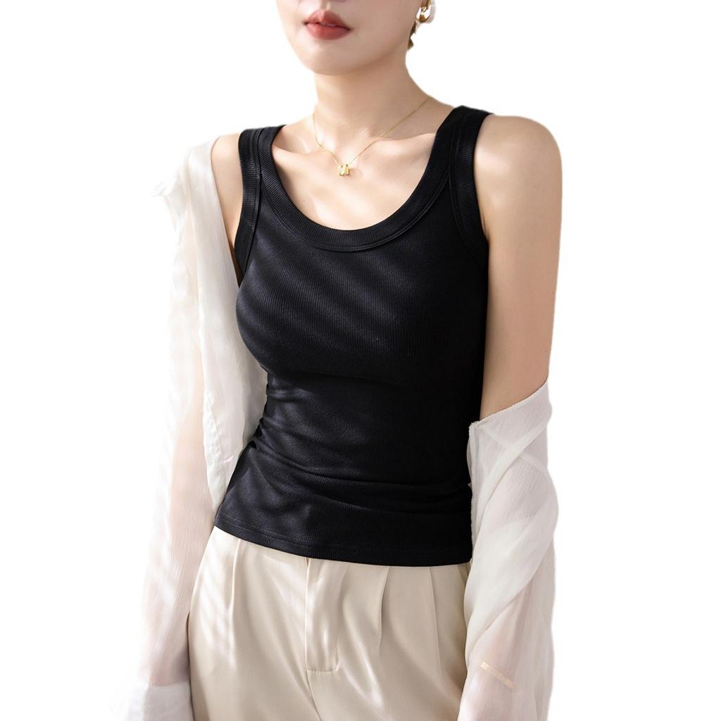 High Elastic Fine Thread Cotton Cover Breast Anti-leakage Inner Strap Vest Woman