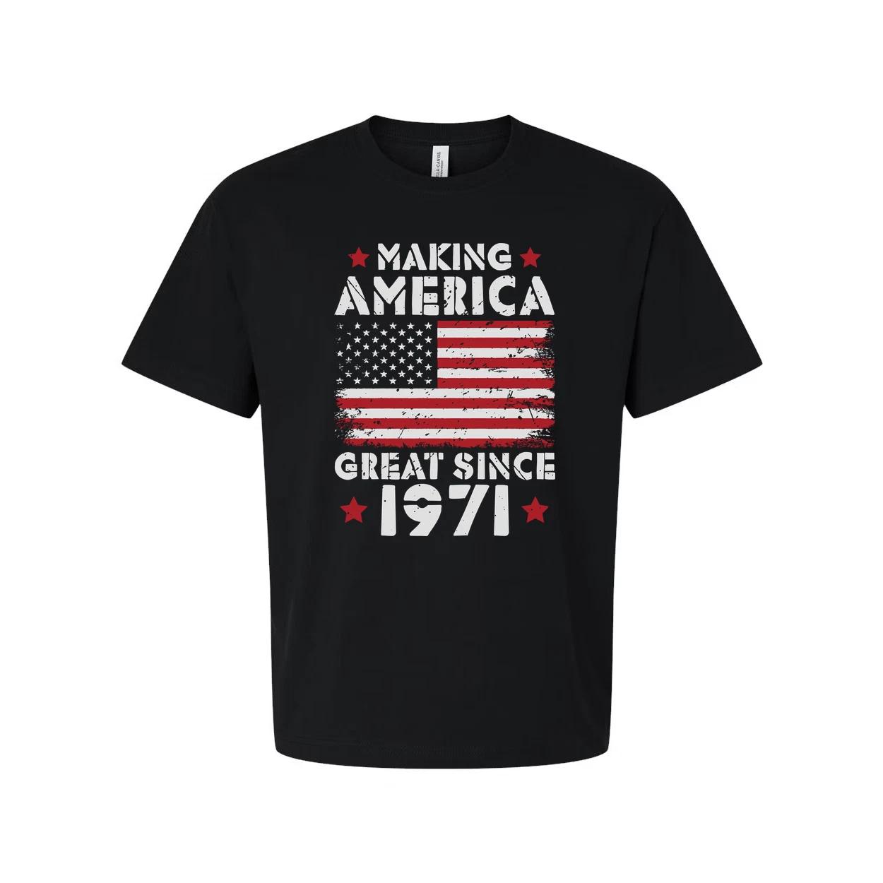 Unisex T Shirt With Distressed American Flag Graphic And Making America Great Si XL