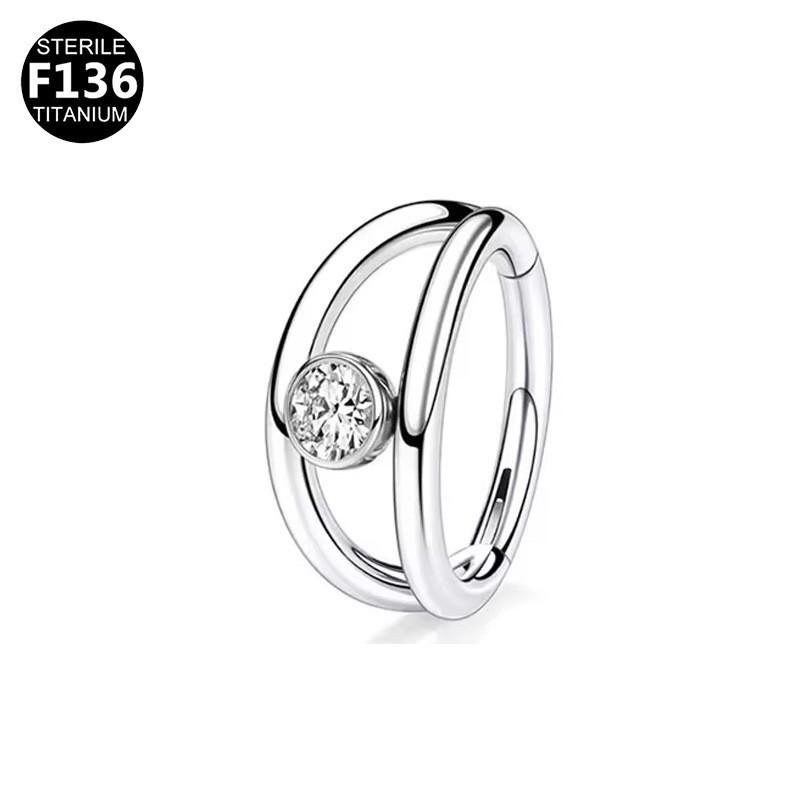 Titanium G23 Zirconia Nose Ring 16G Piercing Jewelry - Amethyst Alloy Set