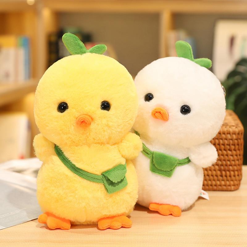 25cm Creative Small Yellow Chicken Stuffed Animal Plush Toy Cute Backpack Chick Plush Doll Boy Girl Birthday Gifts Room Decor