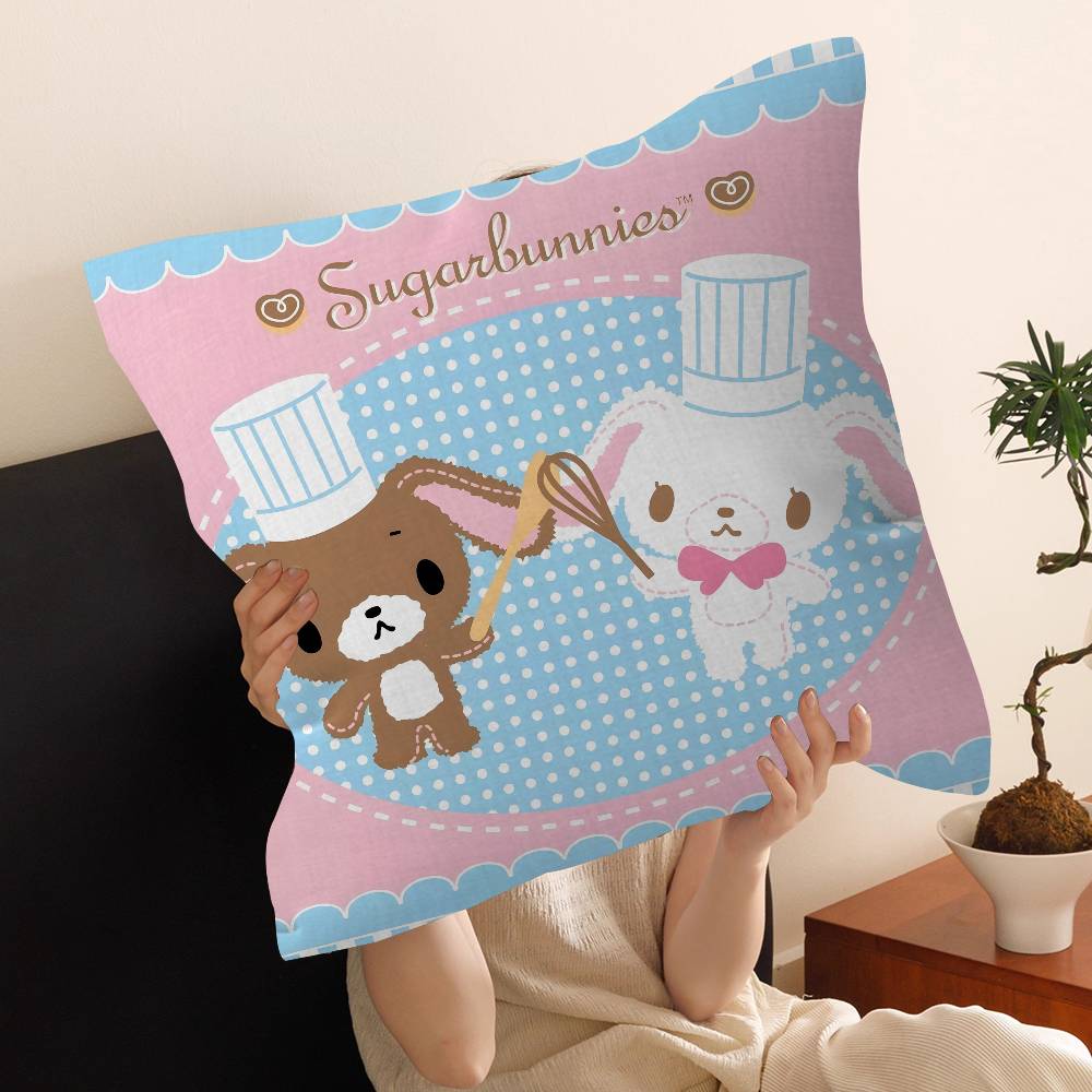 Cartoon Cute S-Sugarbunnies Cushion Cover Car Throw Pillow Case For Sofa Car Christmas Gift 40x40cm 45x45cm