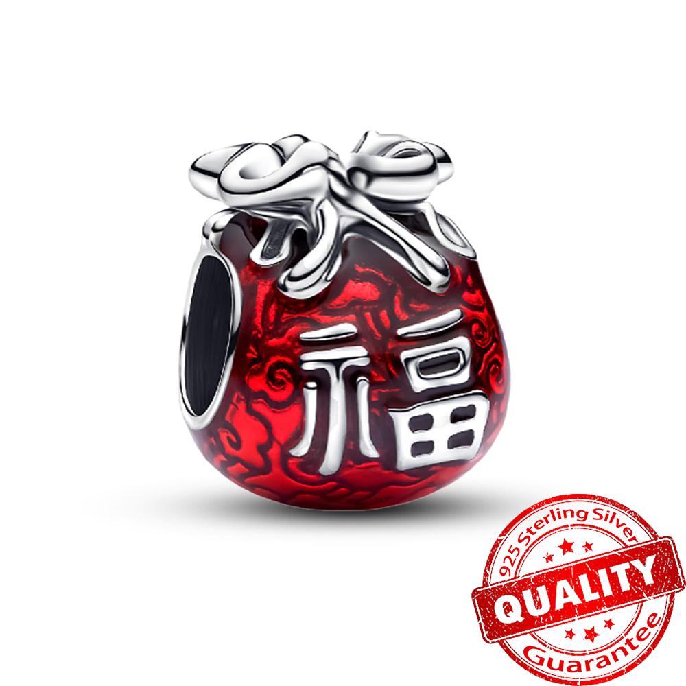 Beautiful 925 Sterling Silver Red Valentine's Day Infinity Love Rose Pendant Fit DIY Bracelet Necklace Date Accessories Gifts