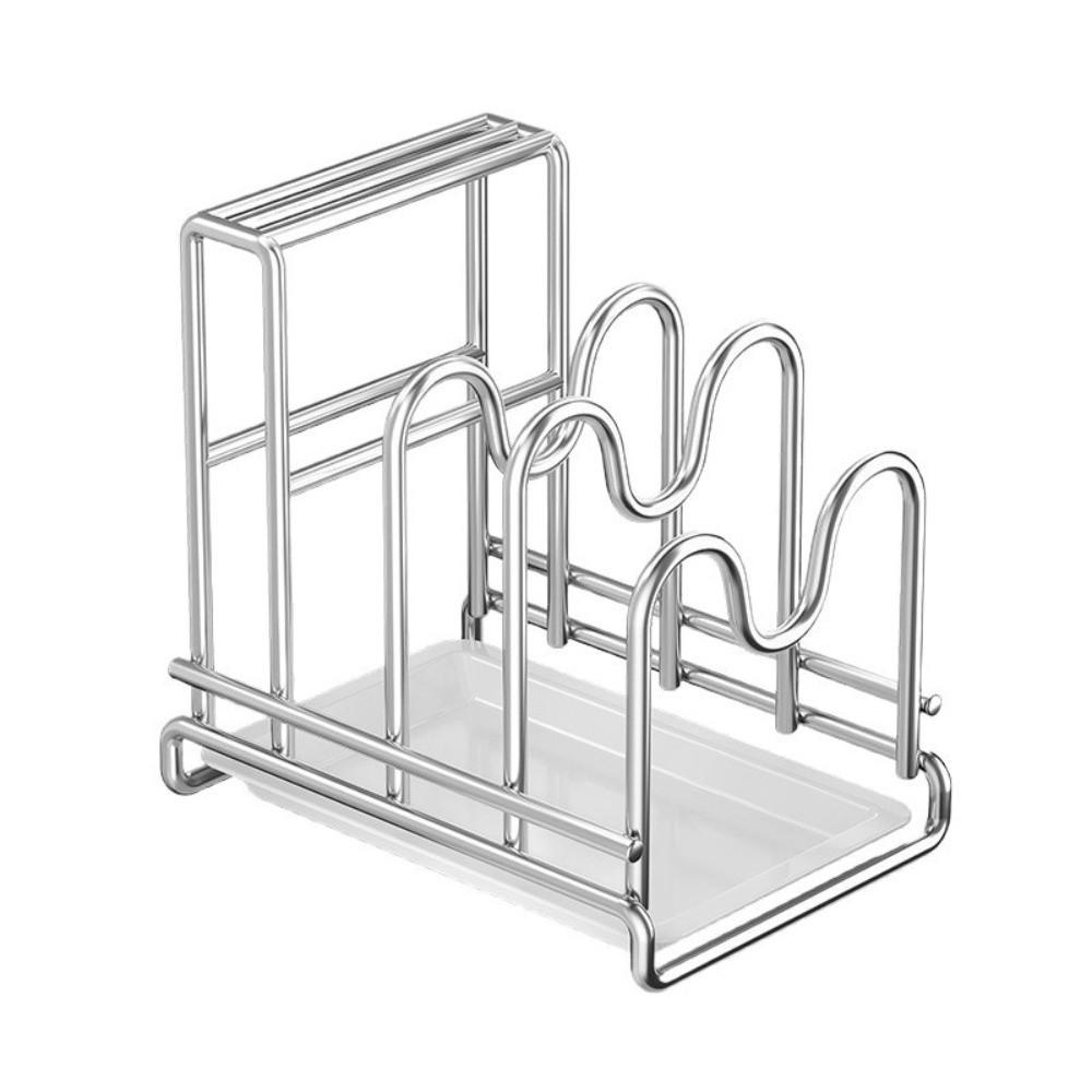 Rustproof Cutting Board Holder Stainless Steel Pot Lid Stand Chopping Board Organizer For Cabinet