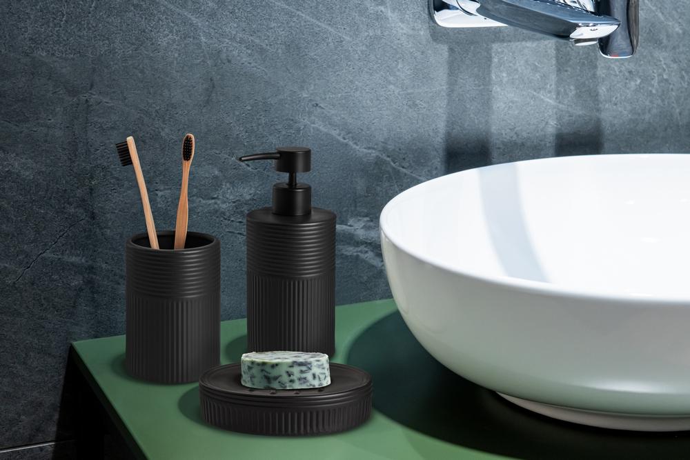 Soap dispenser 400 ml AWD IINTERIOR 1916 Tusa black stoneware
