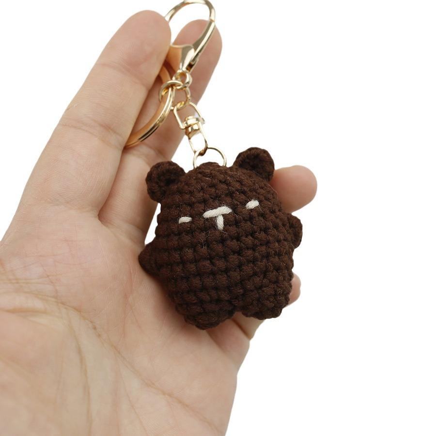 Cute Kapibala Crochet Keychain Mini Animal Crochet Key Ring Kawaii Handmade Pendant Decor for Bag Gift