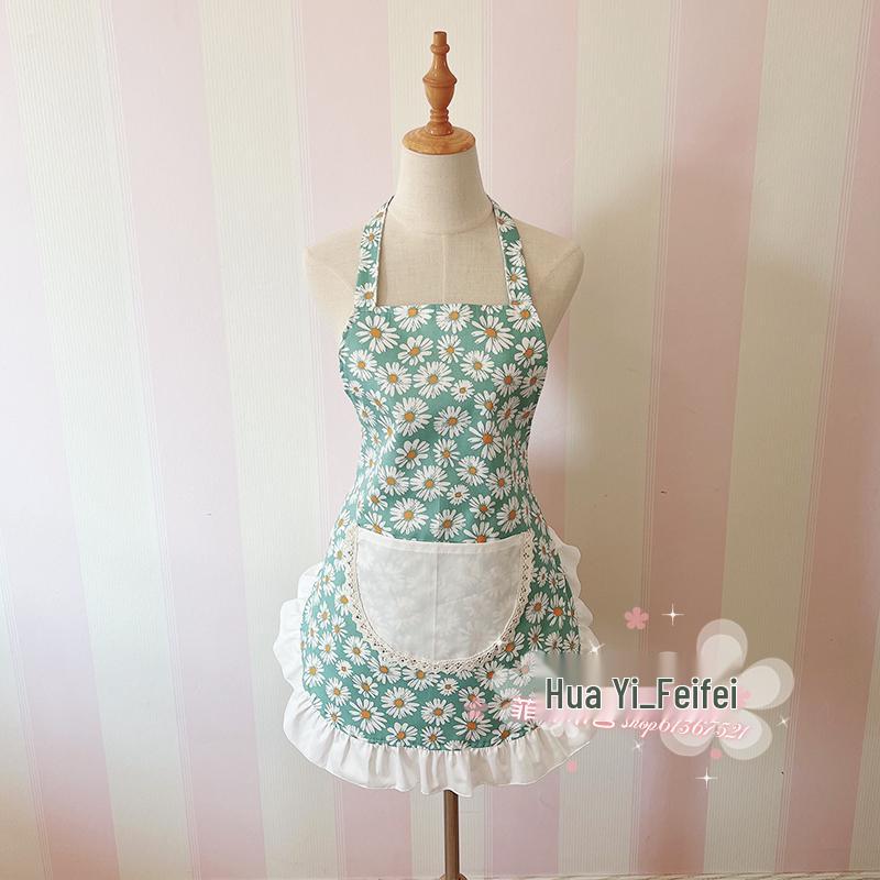 Korean Style Cotton Lace Apron - Cute, Sleeveless, Anti-Stain Kitchen Wear