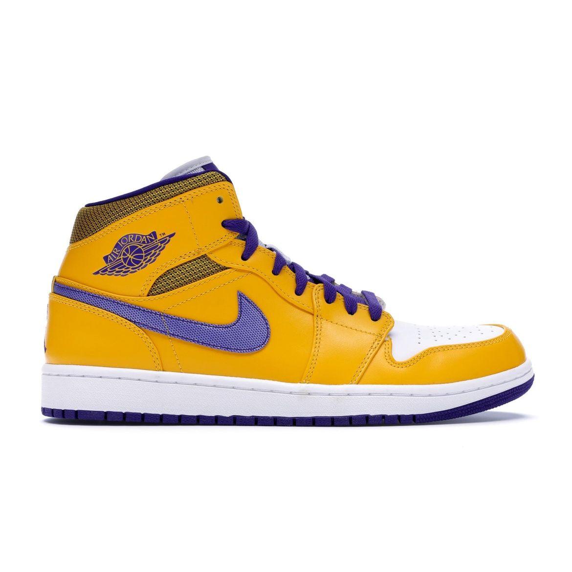

Мужские кроссовки Air Jordan 1 Mid Lakers Gold University-Gold Yellow-White 554724-708