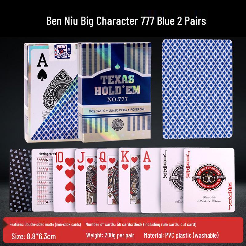 Gold Art 606 Waterproof Texas Hold'em Poker Cards, Large Font, Durable and Washable