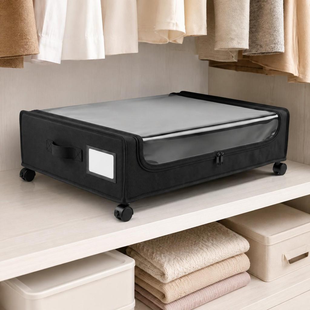 Under Bed Storage Box Dust-Proof Wheeled Under-Bed Clear Window