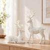 Deer Figurine with Floral Relief Nature-Inspired for Tabletop