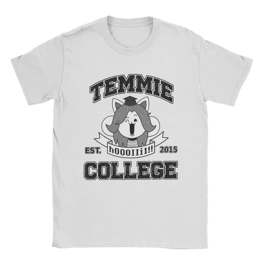 Temmie College Undertale T Shirt for Men Pure  Leisure T-Shirt O Neck Game Tee Shirt Short Sleeve Clothes Adult