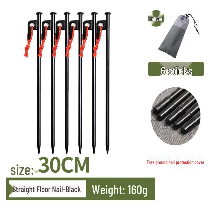 Steel Tent & Tarp Pegs: Thickened, Windproof, Long Camping Peg Set for Outdoor Use