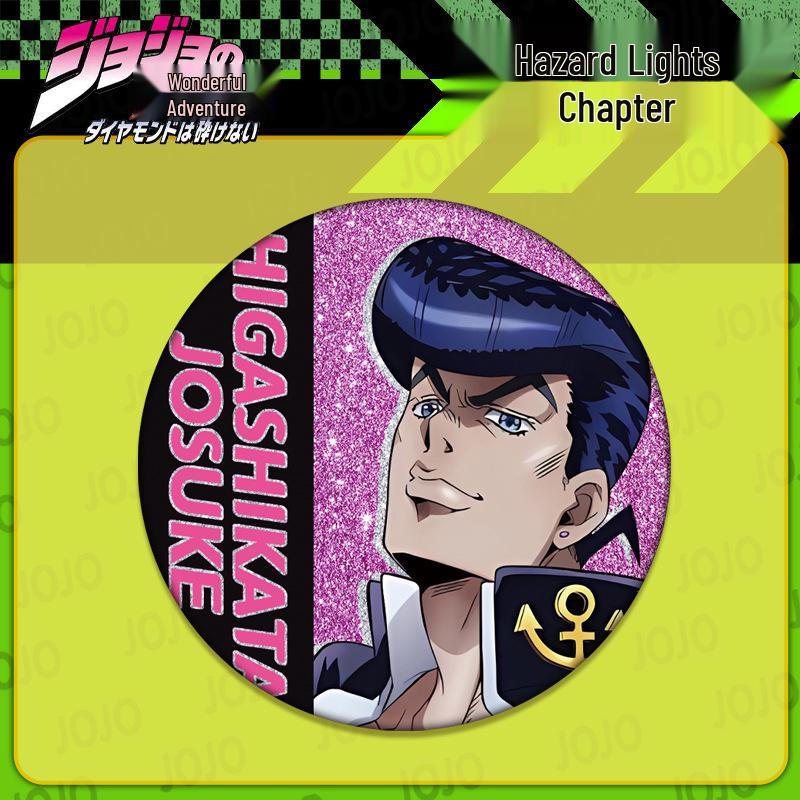 JOJO's Bizarre Adventure Double Flash Badge: HD Print, 75mm/58mm Diameter, Anime Button Pin