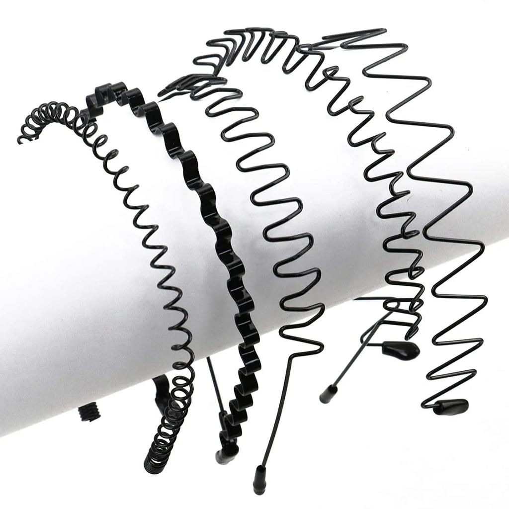 Unisex Schwarze Elastische Rutschfeste Einfache Metall-Stirnbänder Für Männer Frauen Welliges Haarband Feder Haarreif Mode Haarschmuck
