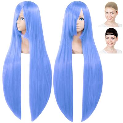 Peruca para Cosplay Case Eden, Premium, Lisa, Longa, 100cm, Azul Claro, 6142
