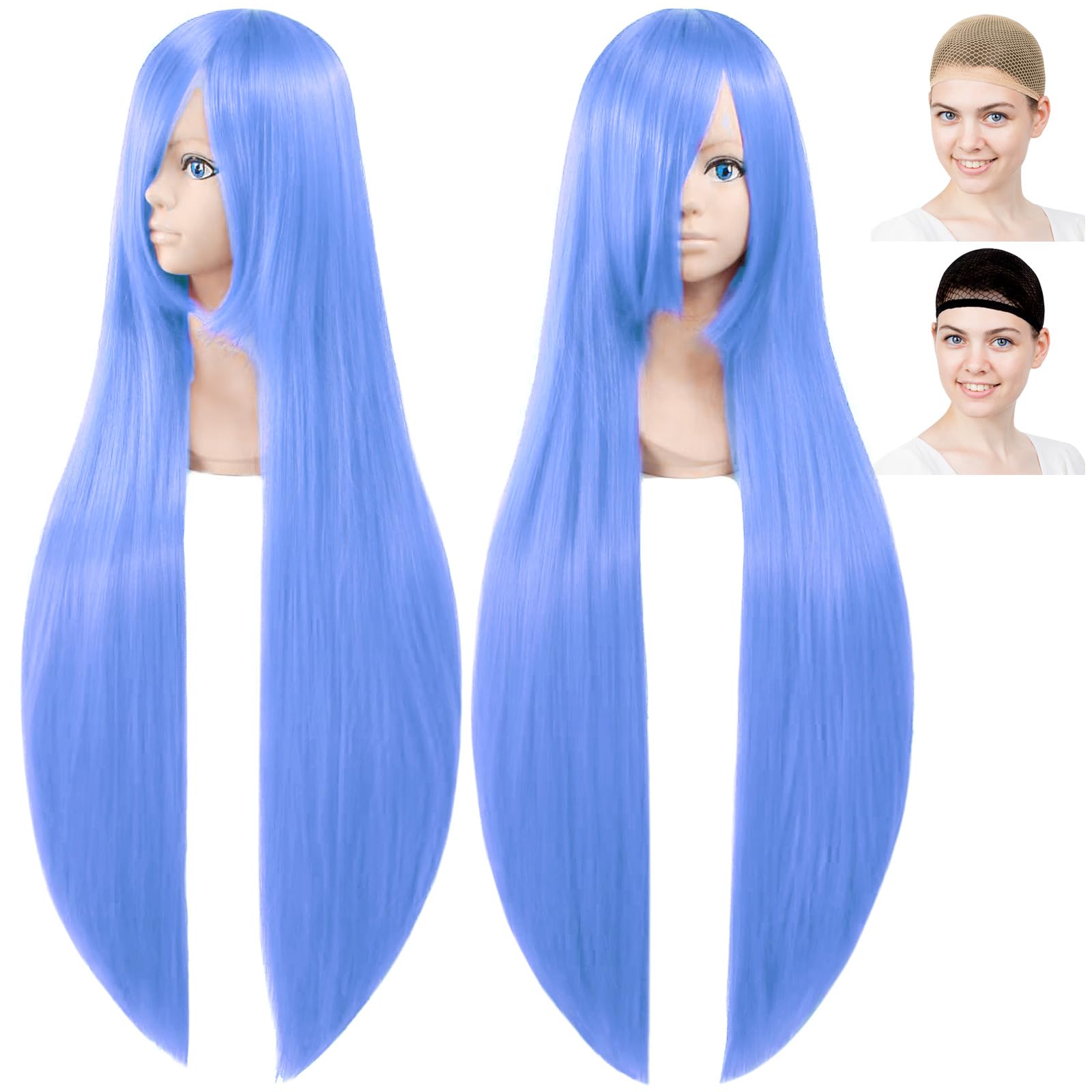 

CaseEden Cosplay Wig, Premium, Smooth, Long, 100cm, Light Blue, 6142