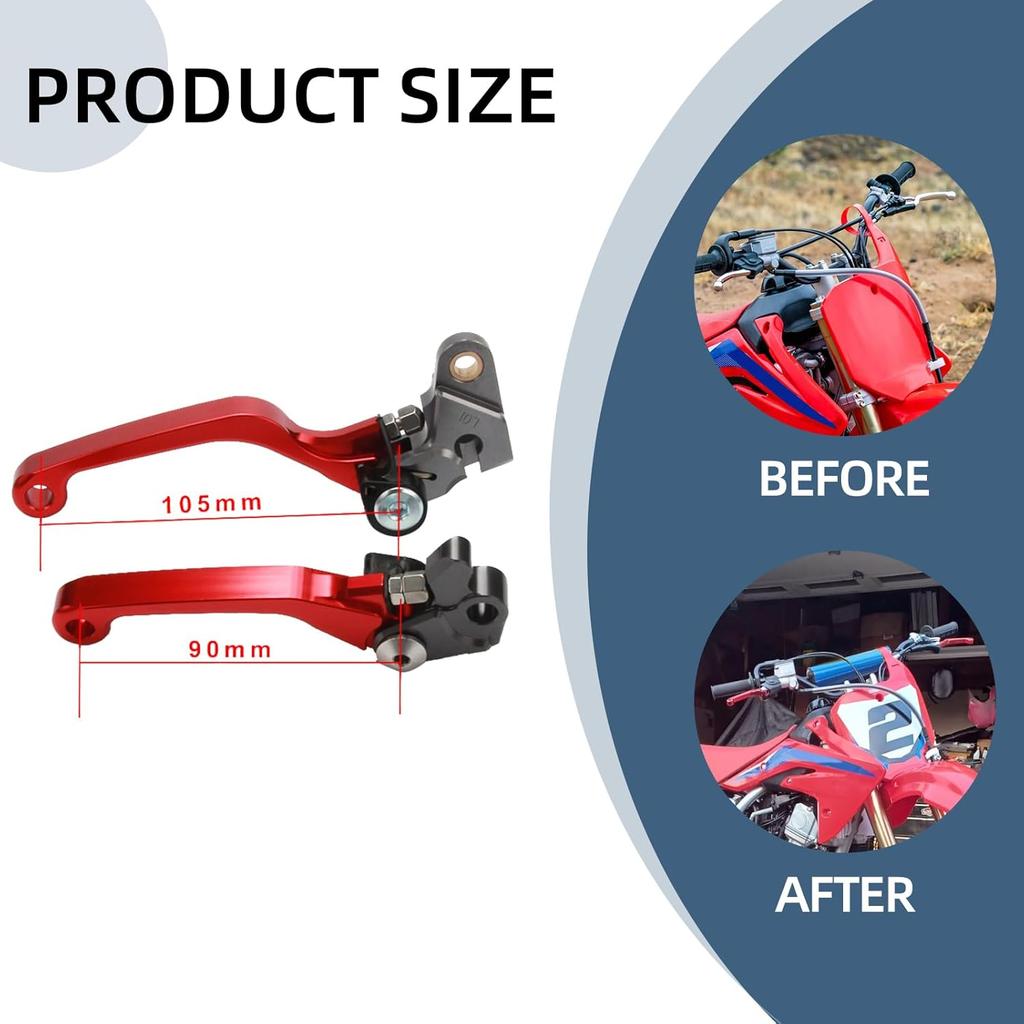 Dirt Bike Foldable Clutch Brake Levers,CNC Clutch Lever Breakaway Levers for CRF150R 07-25/CR80R CR85R 98-07/XR650R 00-06/CR125R CR250R 92-03 Red