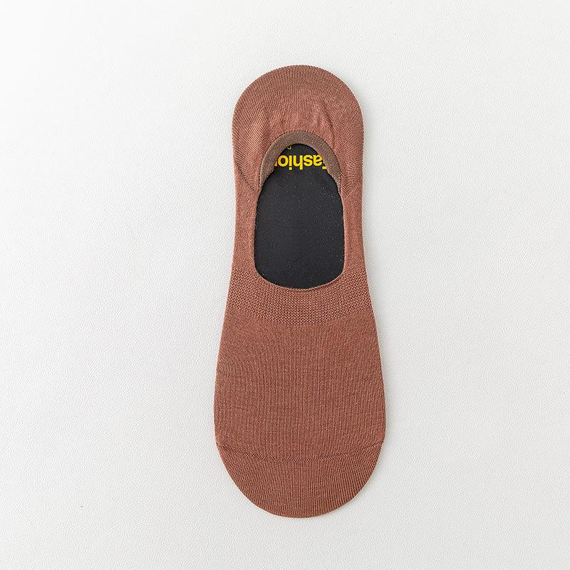 

Мужские хлопковые носки-следки для отдыха, летние, однотонные, тонкие, антибактериальные, невидимые, с нескользящей пяткой, впитывающие пот 1 pair света кофе