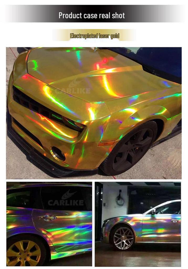 Kalek Silver Laser Car Wrap – Color-Changing Dragon Film for Full Body Decoration