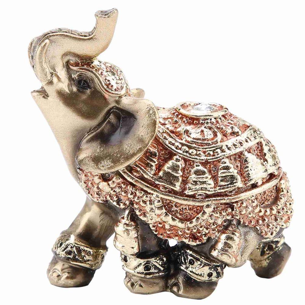 Gold Golden Elephant Figurine Resin Wealth Elephant Sculpture Office Decor
