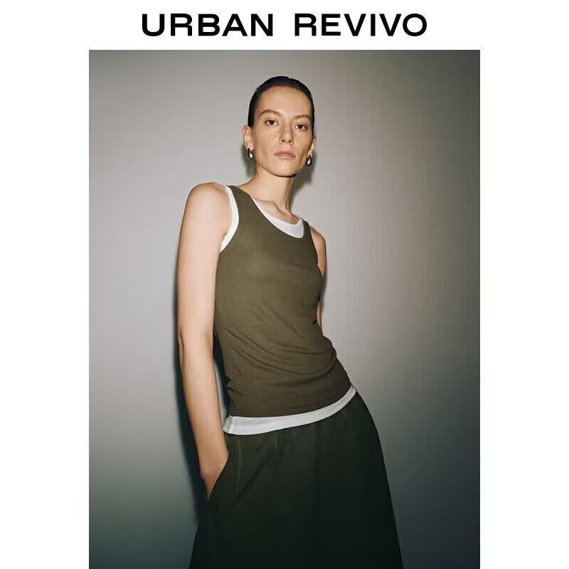 Women s Color-Block Fake Two-Piece Slim Vest Top XL