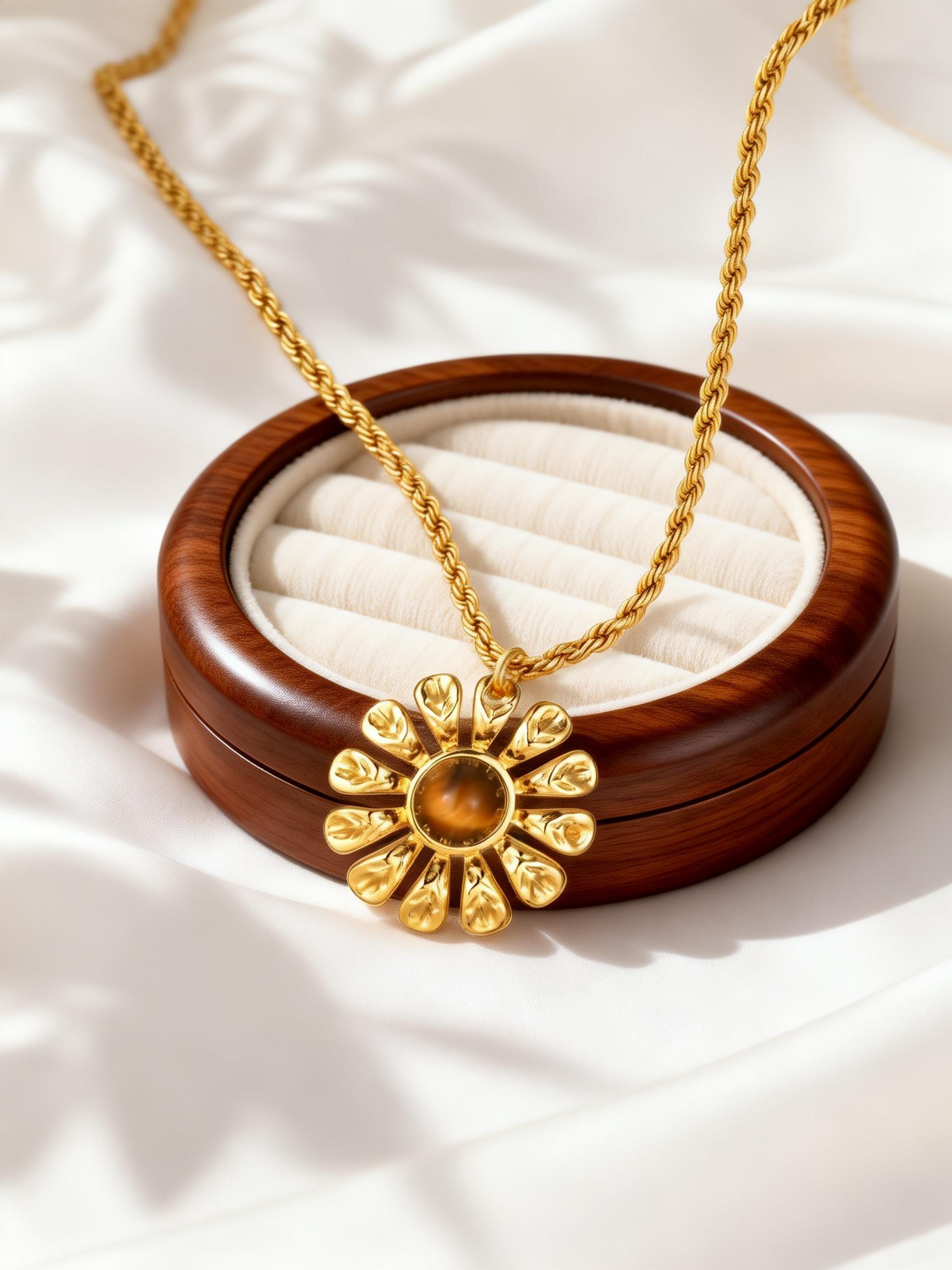 Fashion Flower Tiger s Eye Stone Pendant Necklace Women s Stainless Steel Twisted Chain Necklaces Natural Stone Jewelry