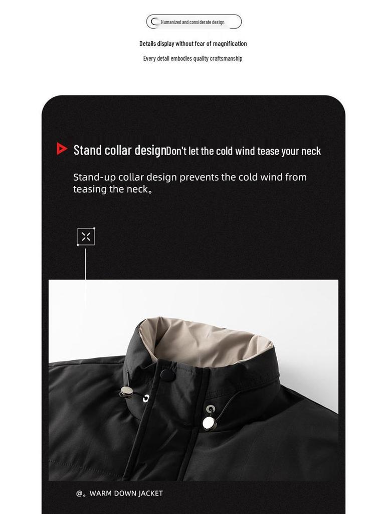 Men's Thickened Stand Collar Cotton Jacket - Casual, Warm, Trendy, Versatile Winter Coat