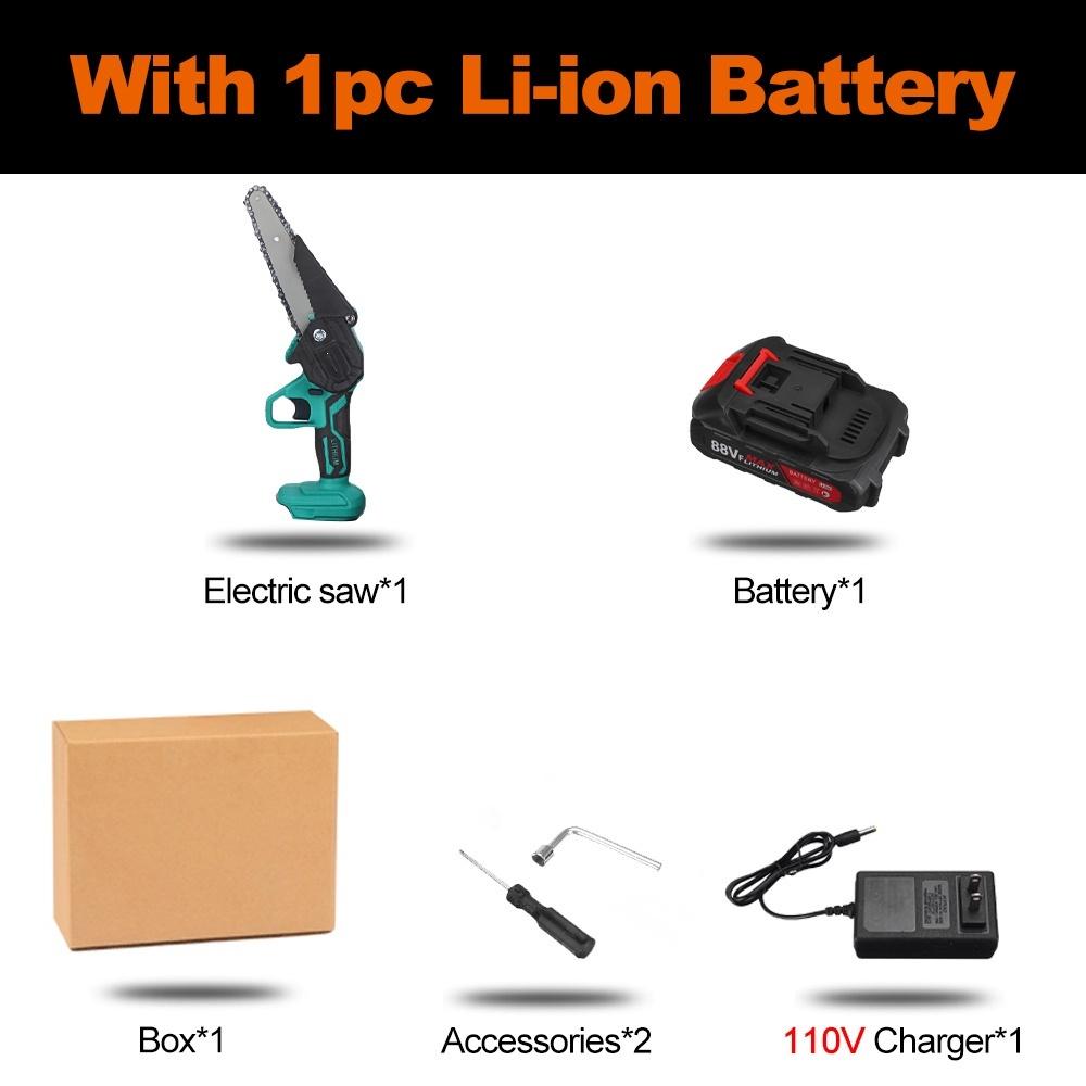 6 Inches 1200W 88Vf Electric Saw Pruning Chain Saw Garden Tree Logging Saw Woodworking Tools Wood Cutter for 18V Battery