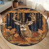 Retro Reindeer Round Area Rug,Carpet Rug for Living Room Bedroom Sofa Playroom Decor,Non-slip Floor Mat