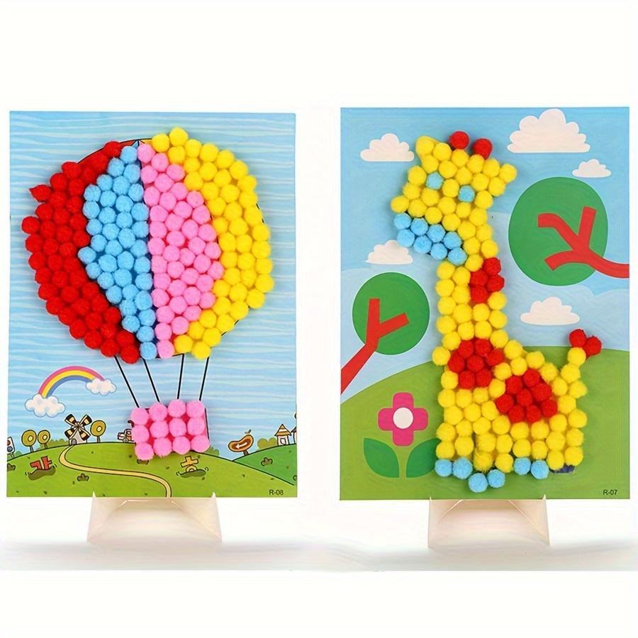3Pcs DIY Plush Ball Art Kit - Animals Felt Mosaic Puzzle Crafts for School Projects, Creative Home Wall Decor, Relaxing  ZSY